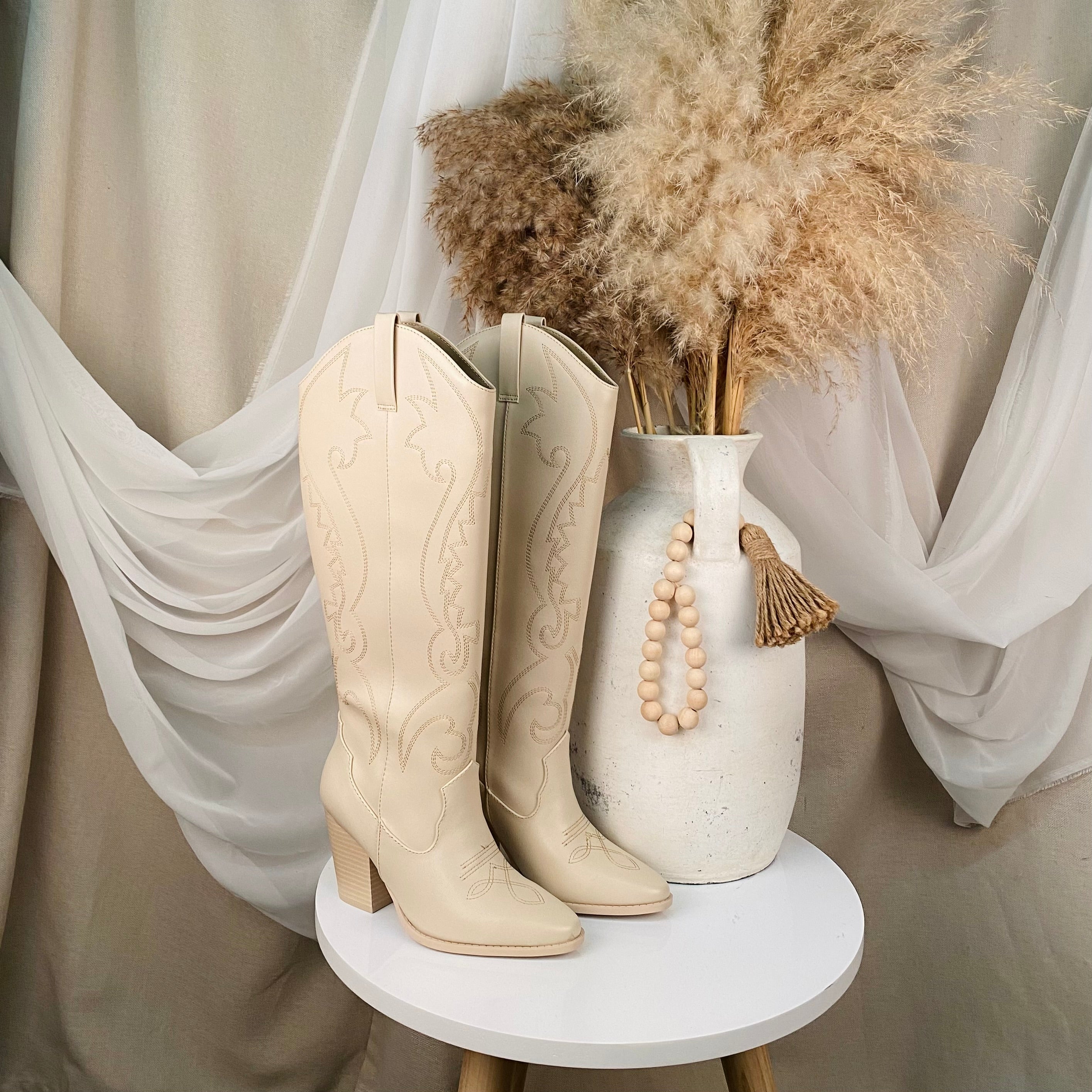 Devin Cowboy Boots (Bone)