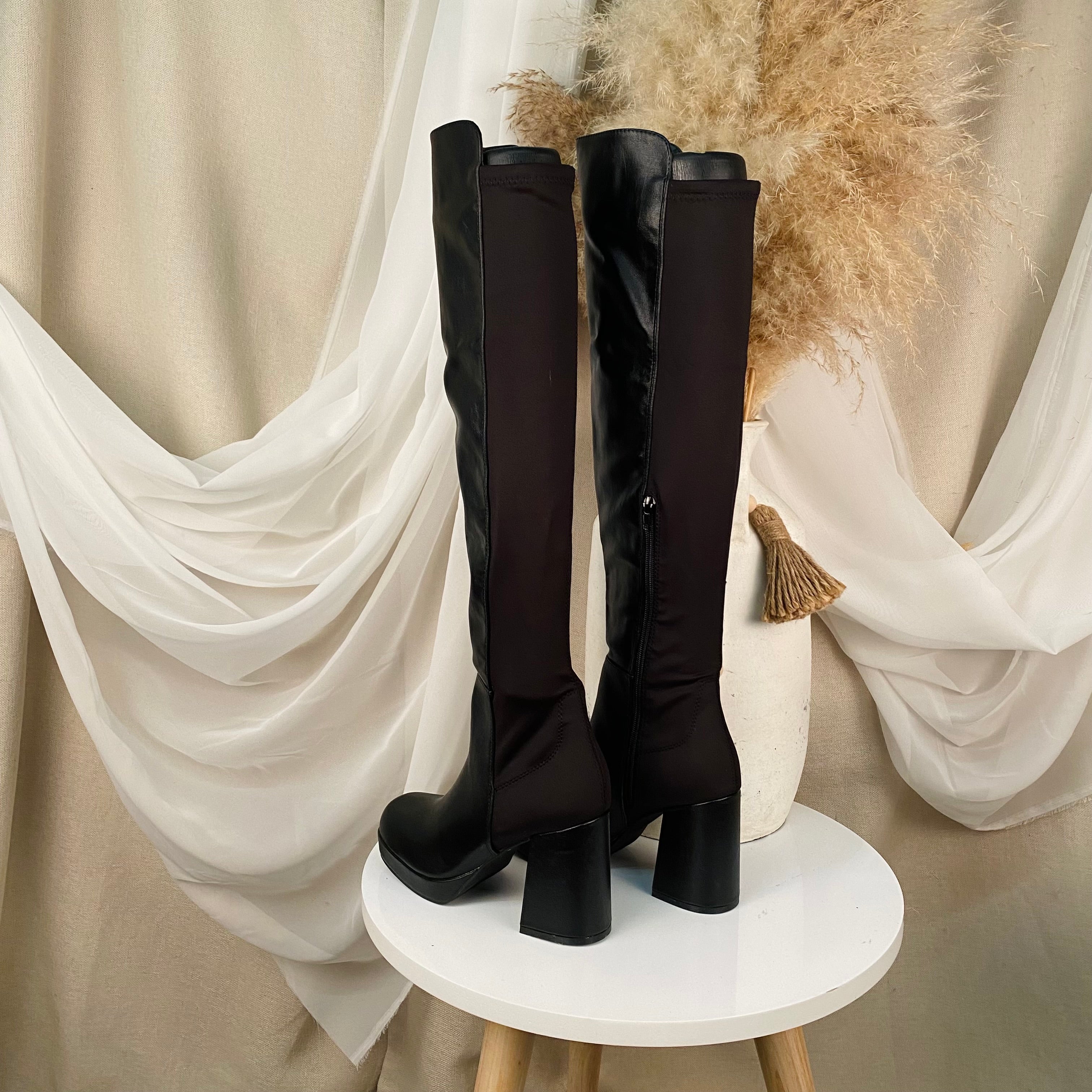 Brandy Leather Boots (Black)