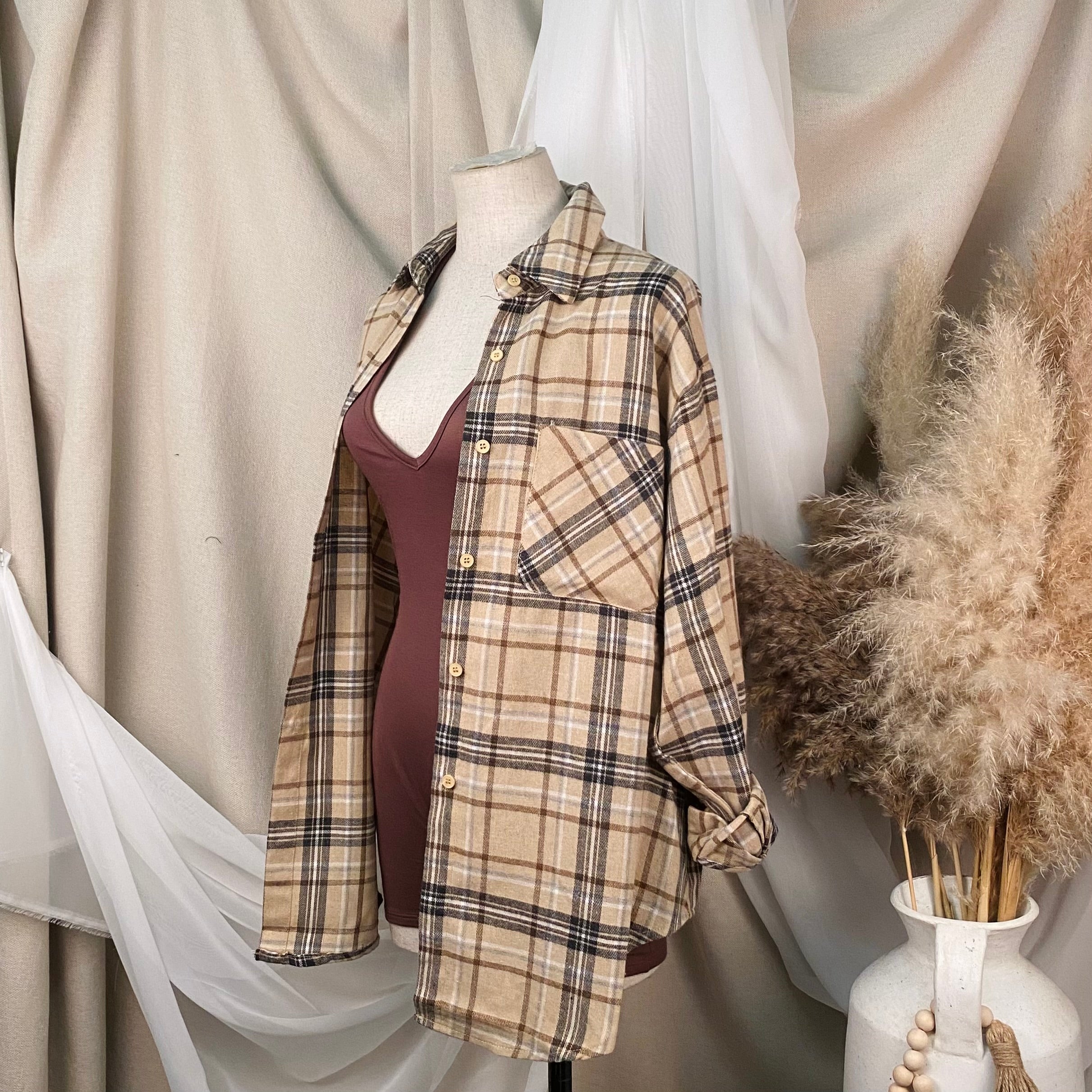 Enzo Oversize Flannel (Beige)