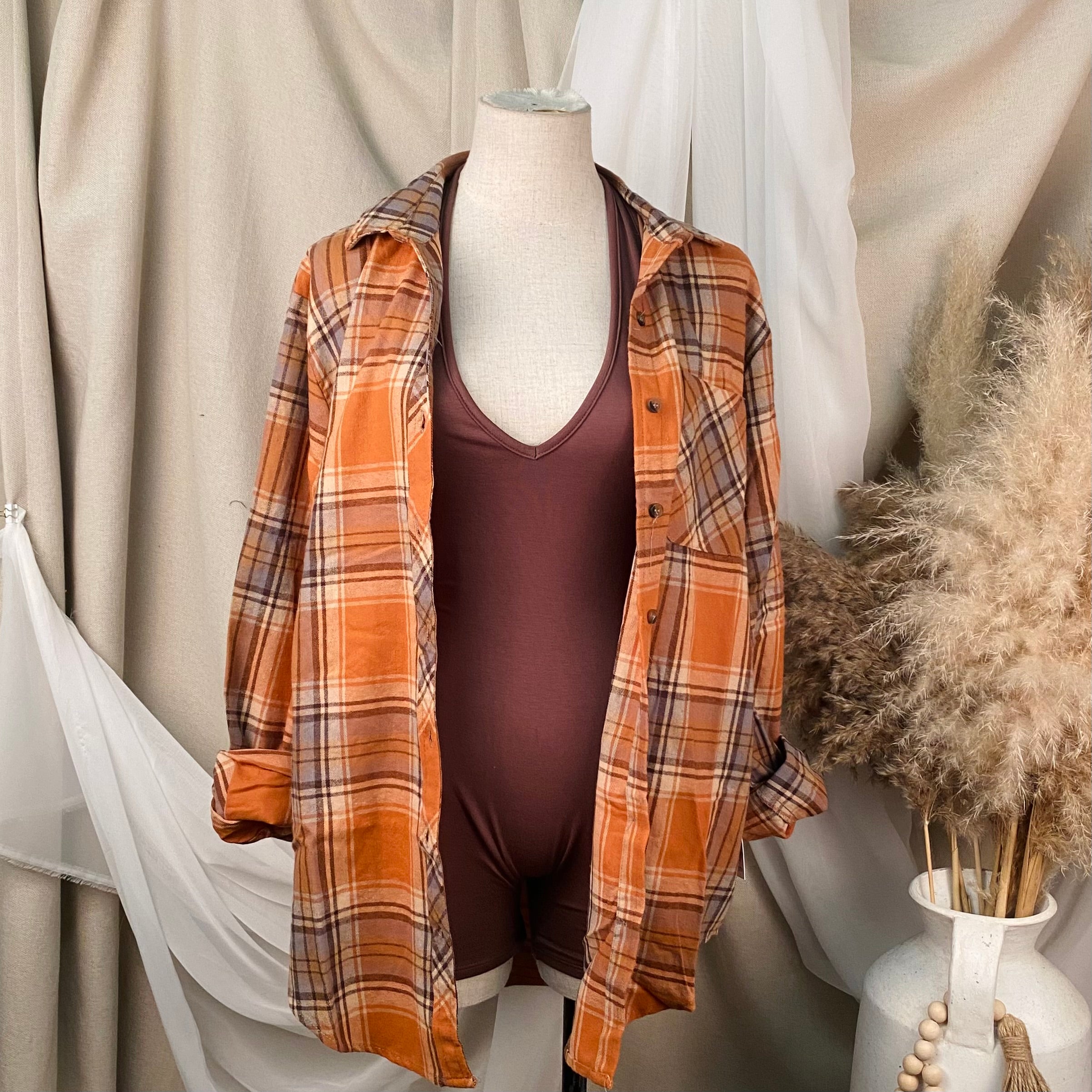 Nathaniel Oversize Flannel (Pumpkin)