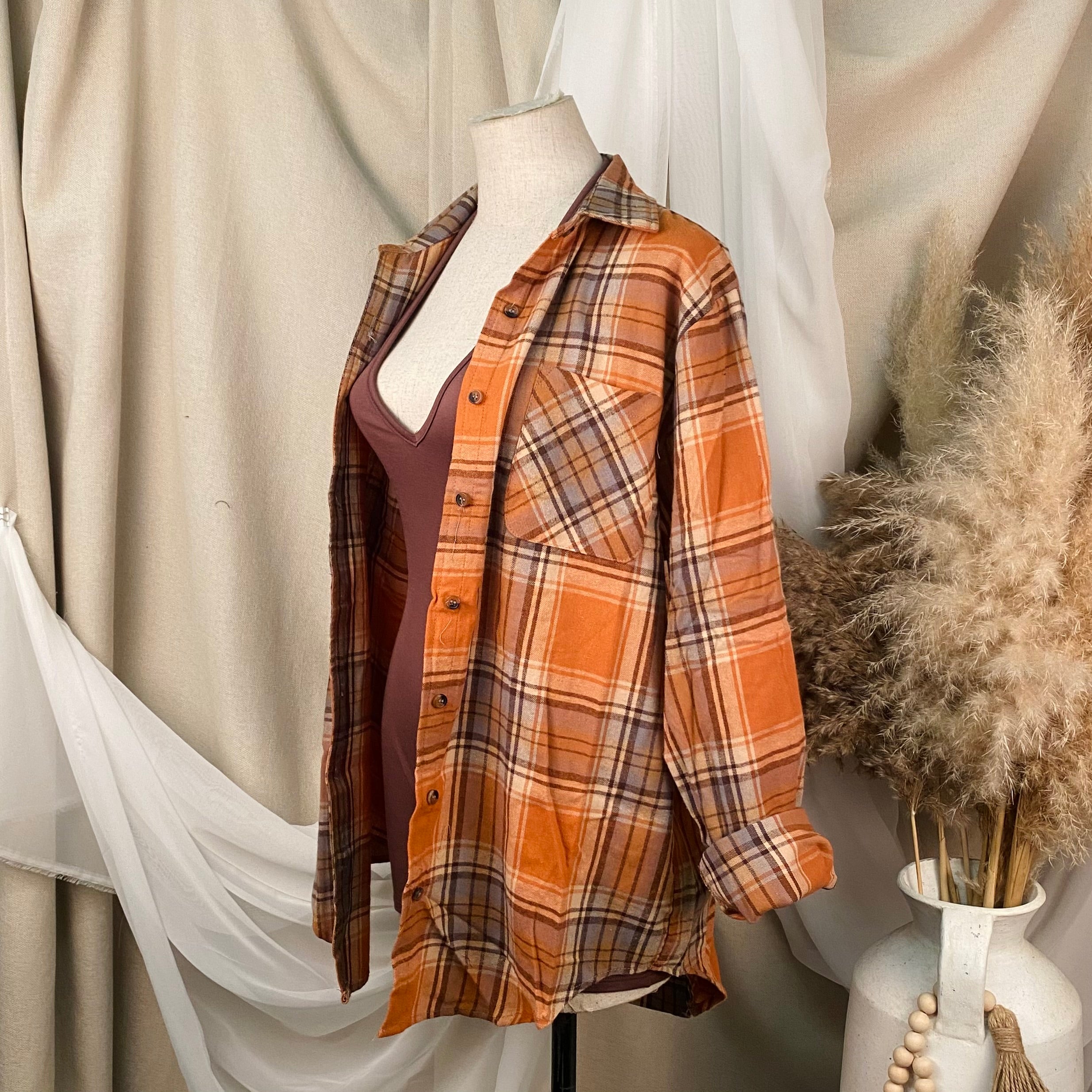 Nathaniel Oversize Flannel (Pumpkin)