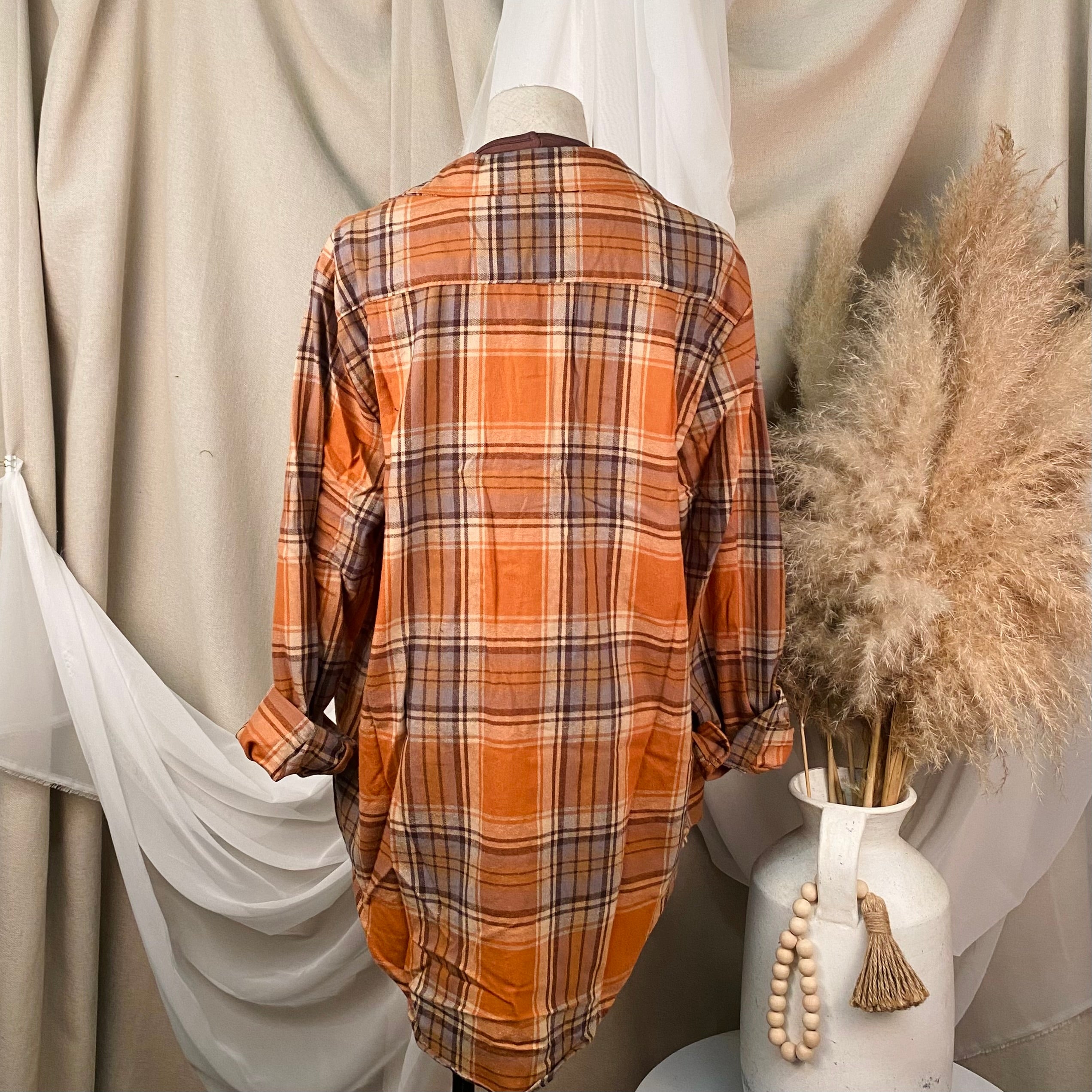 Nathaniel Oversize Flannel (Pumpkin)