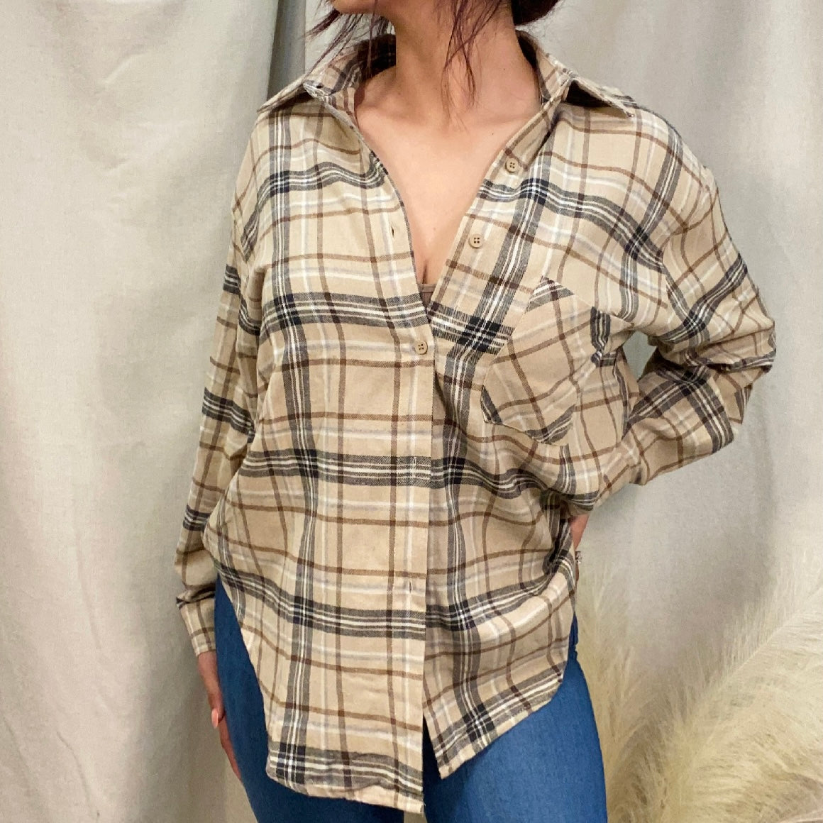Enzo Oversize Flannel (Beige)