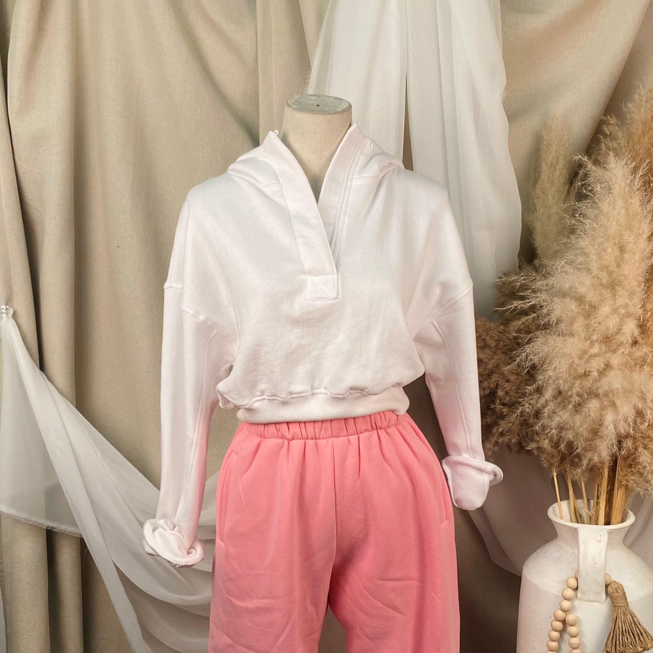 Frances Crop Hoodie (White)