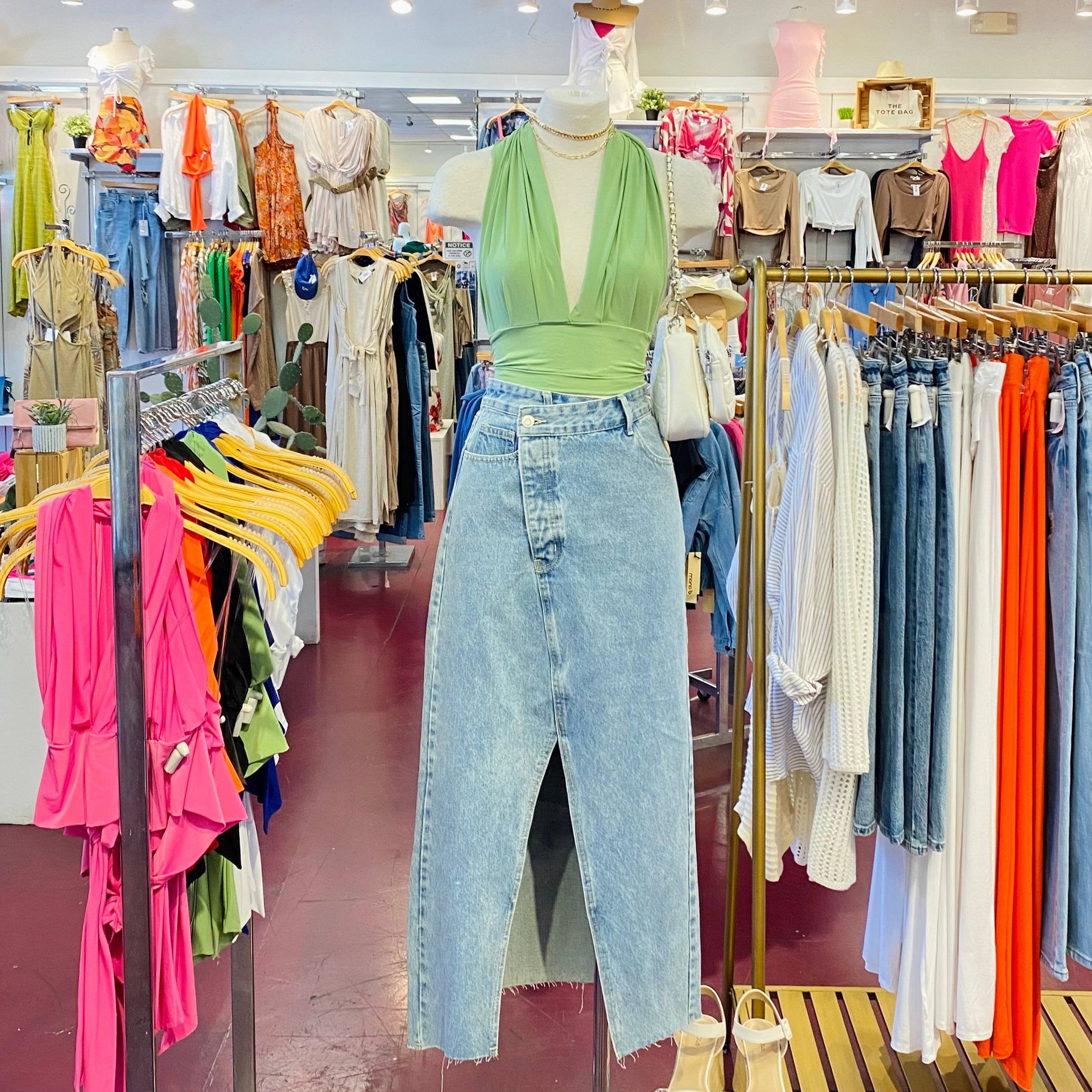 Isaaac Long Denim Skirt (Denim)