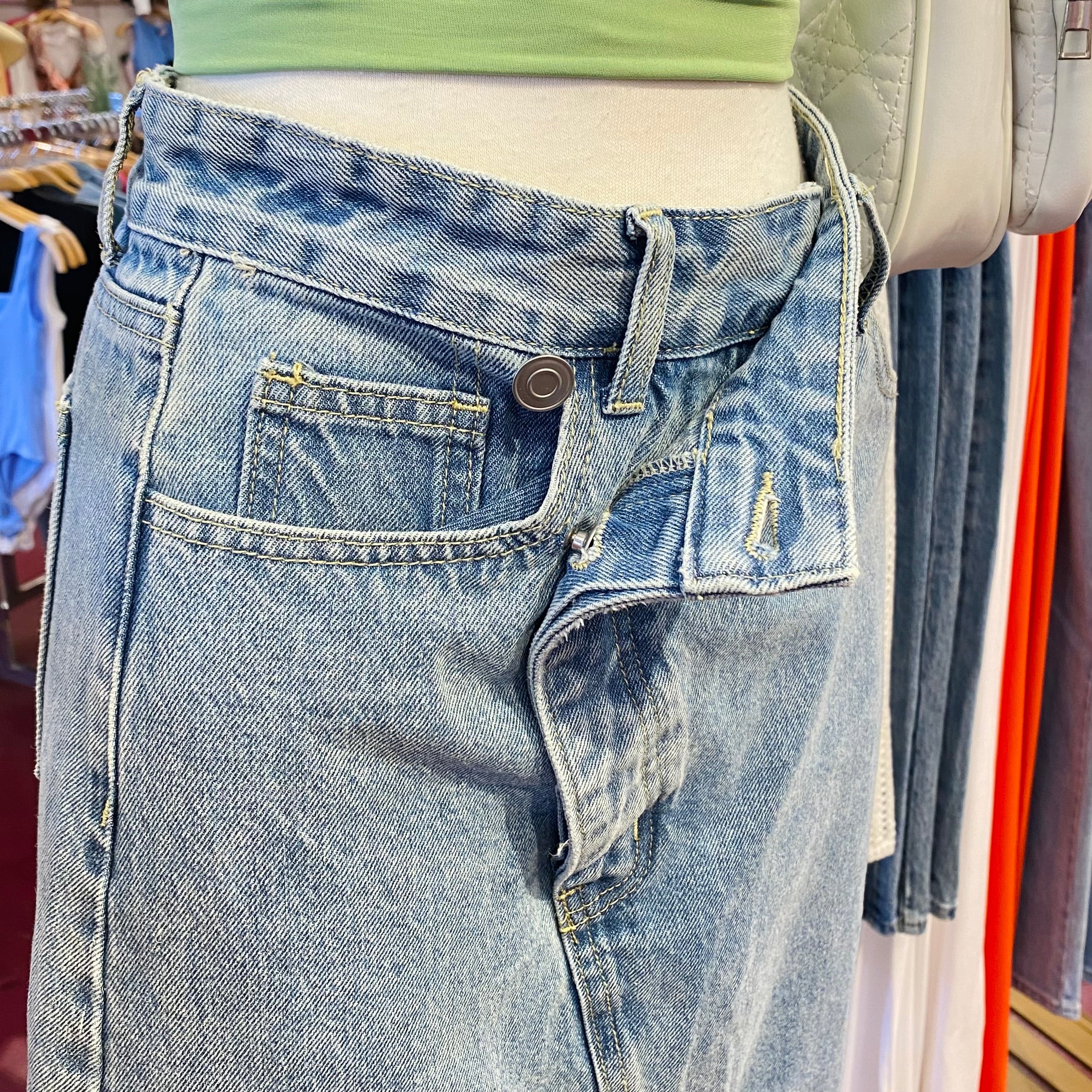 Isaaac Long Denim Skirt (Denim)
