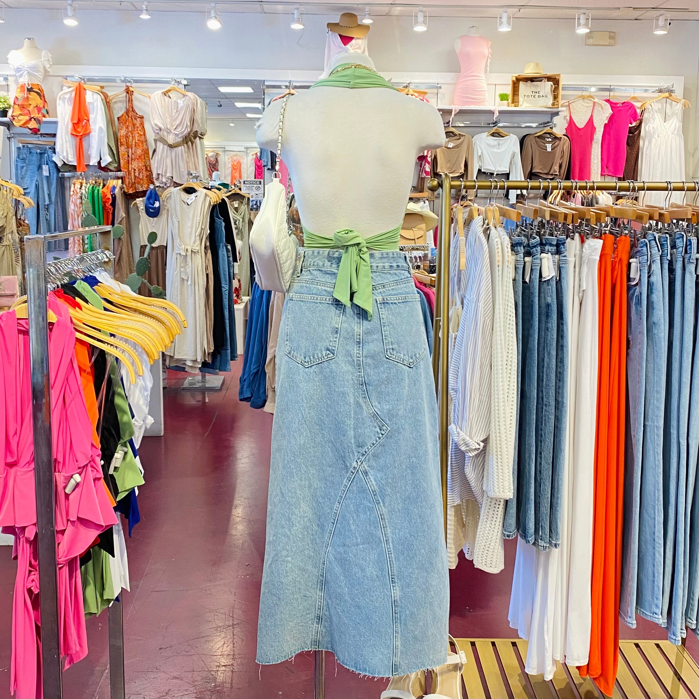 Isaaac Long Denim Skirt (Denim)