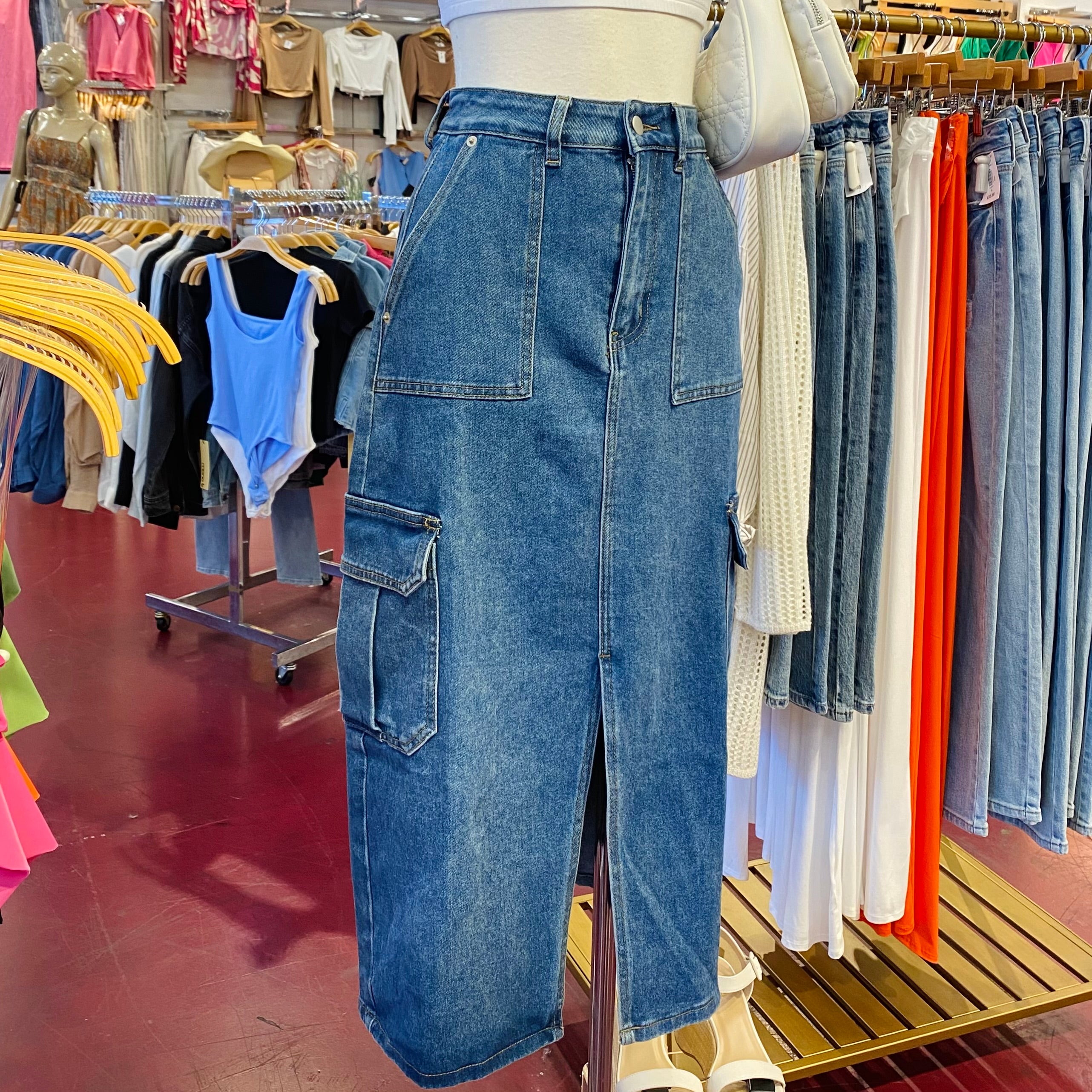 Tyler Long Denim Skirt (Denim)
