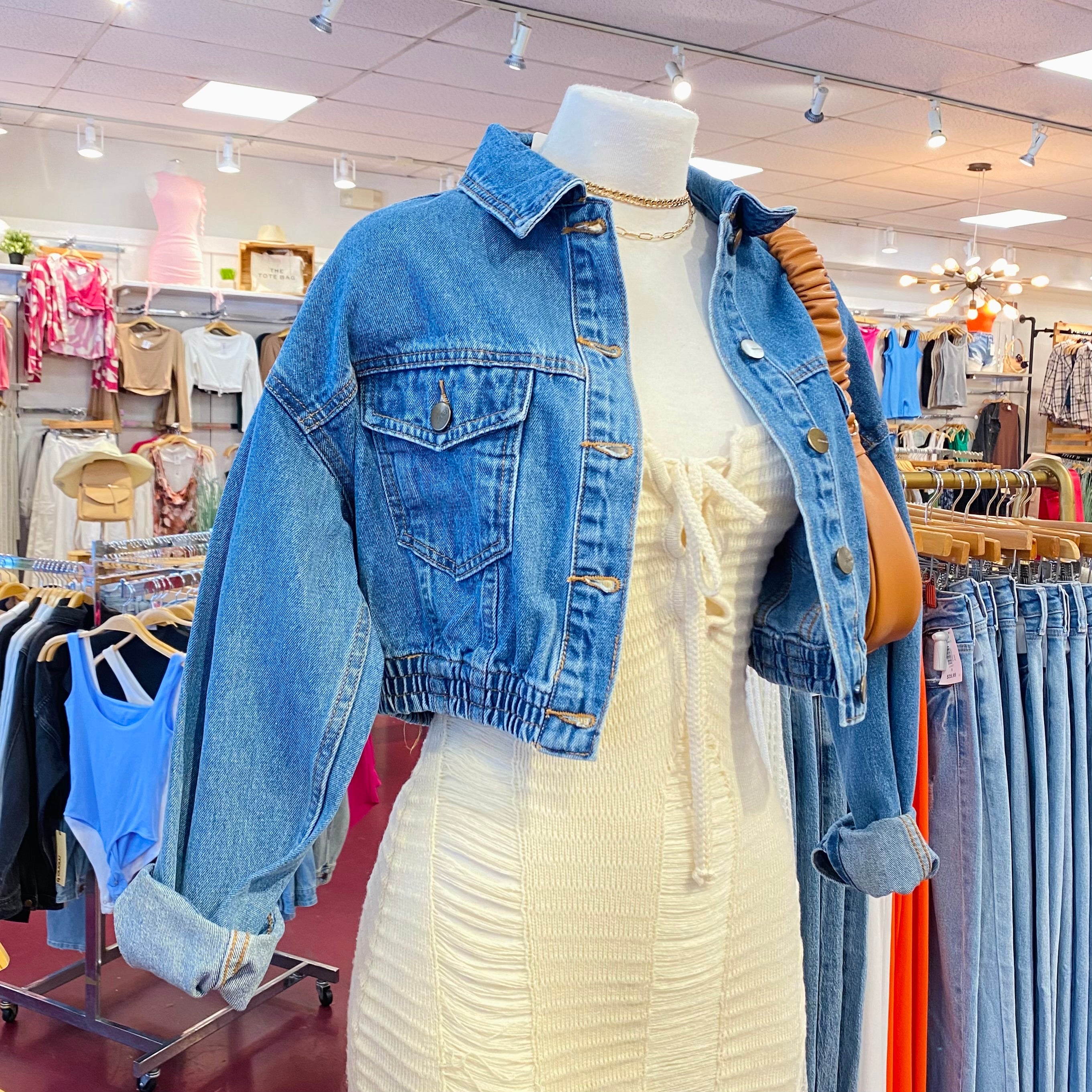 Alyssa Crop Denim Jacket (Blue)