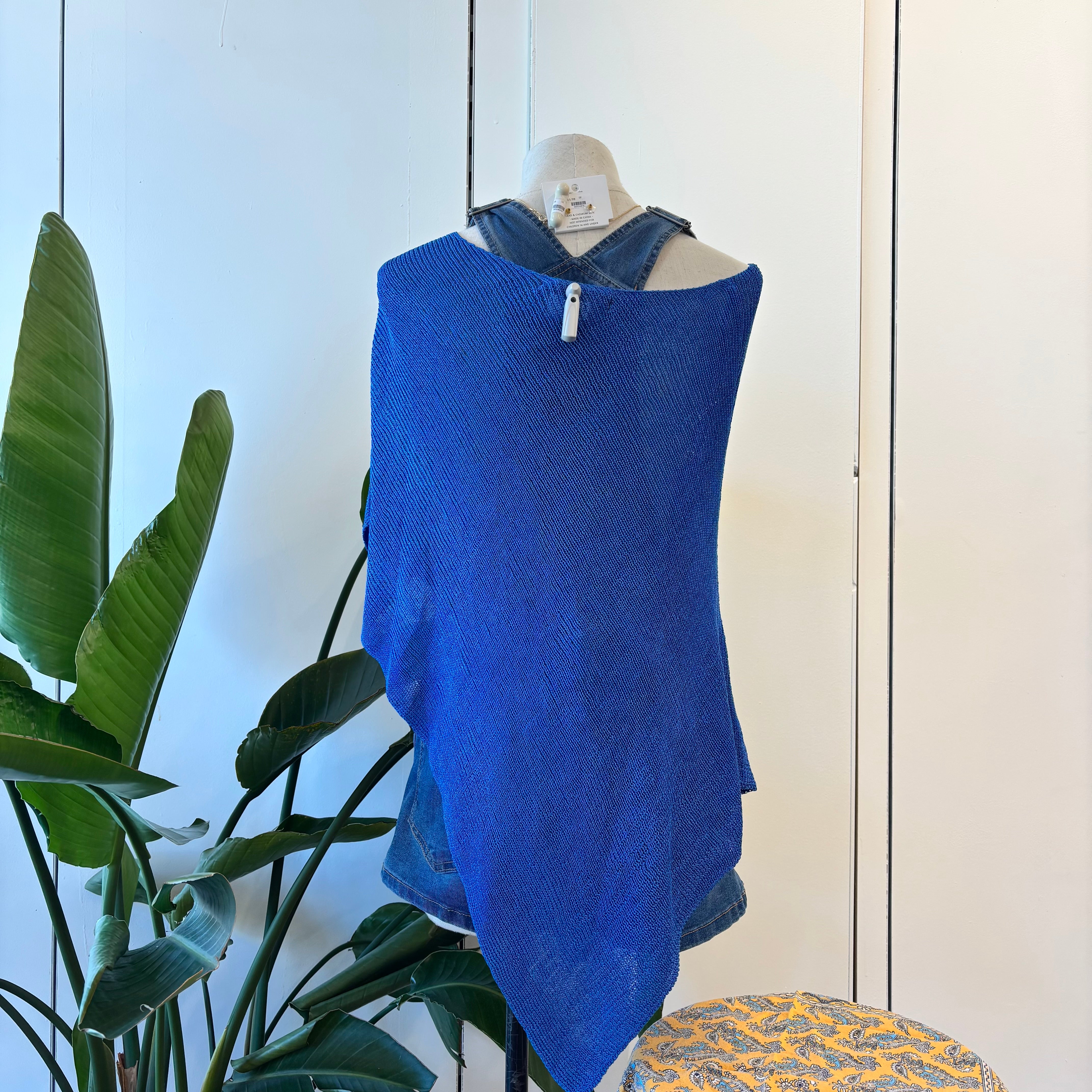 Gia Knitted Poncho (Aqua)