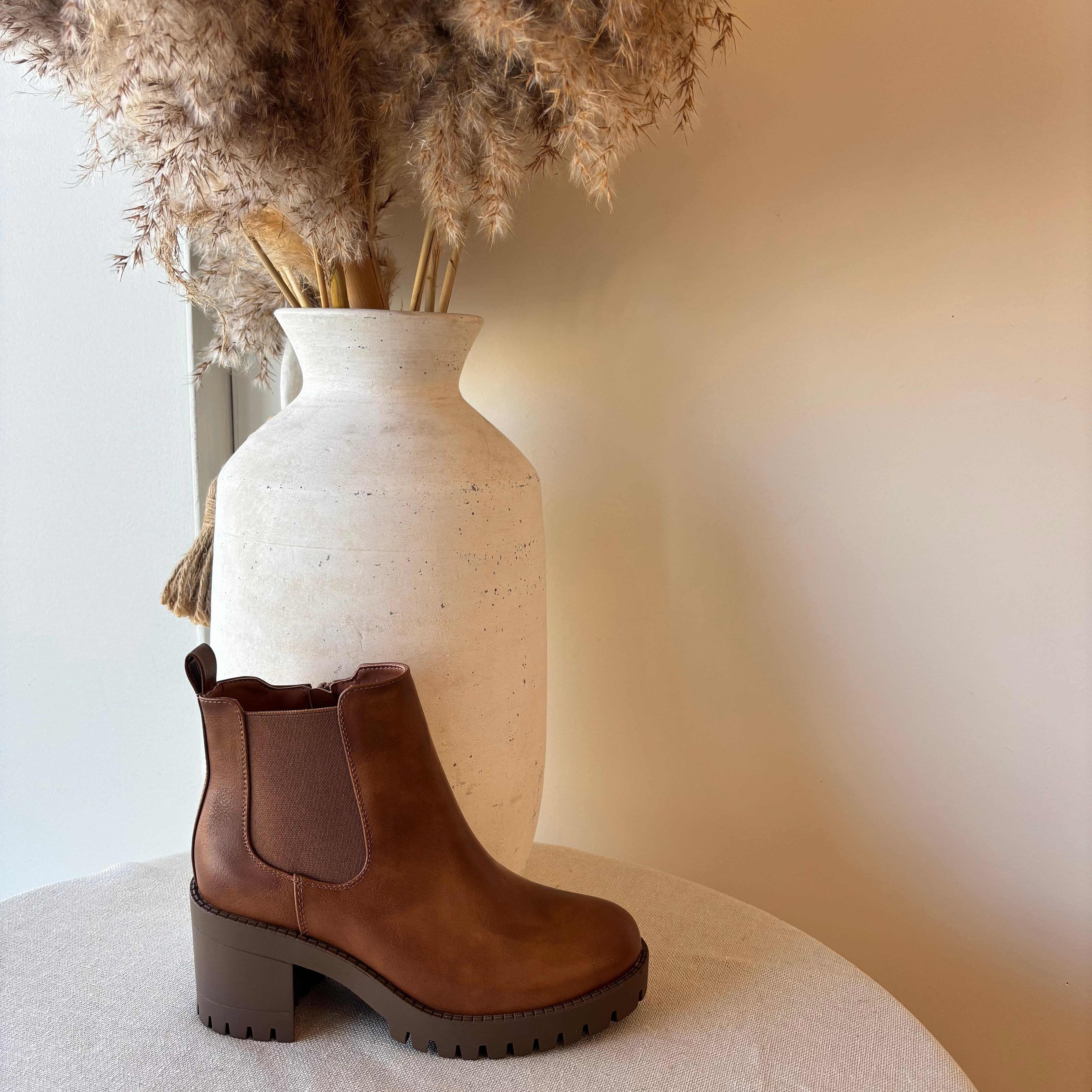 Michaela Platform Booties (Tan)