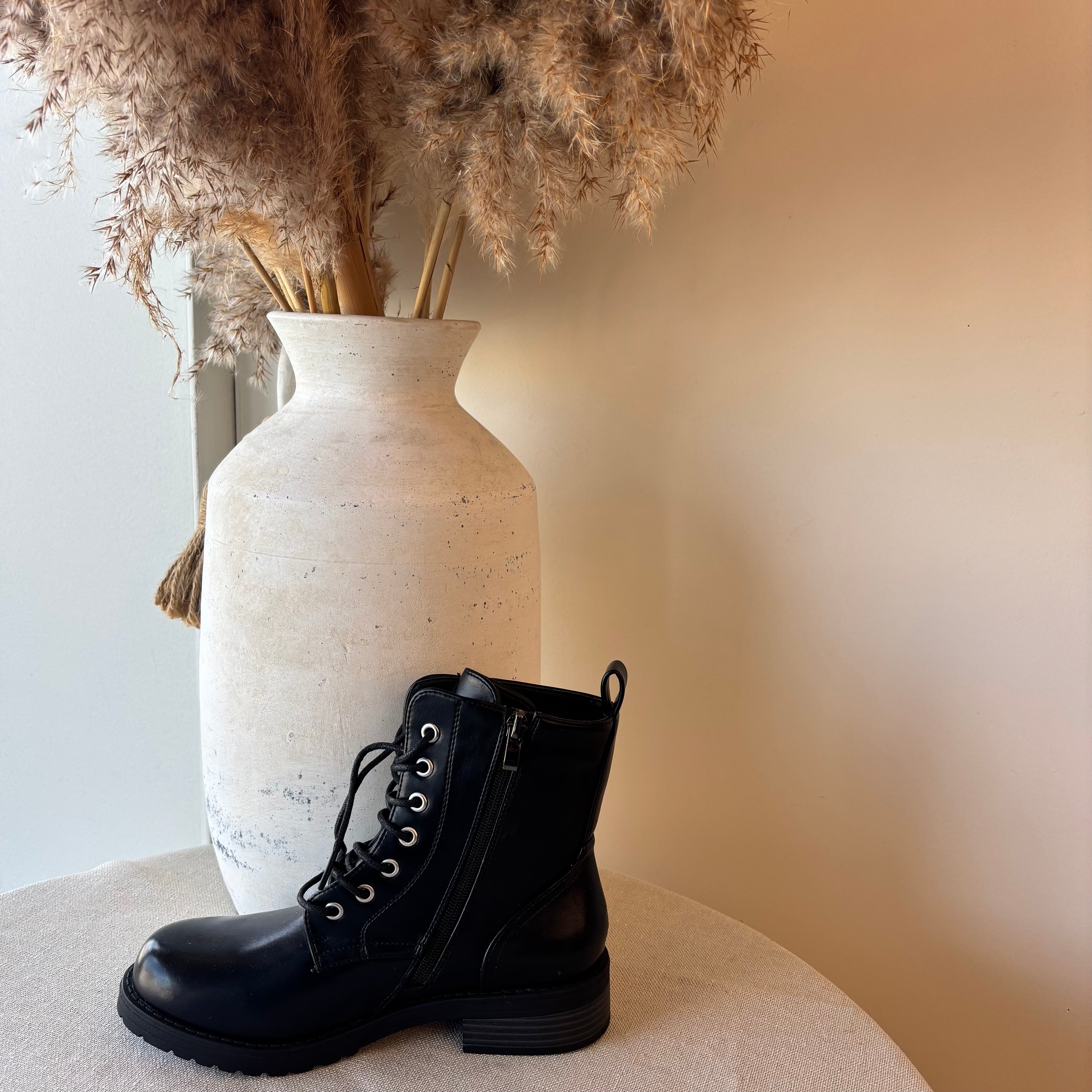 Leah Combat Boots (Black/PU)
