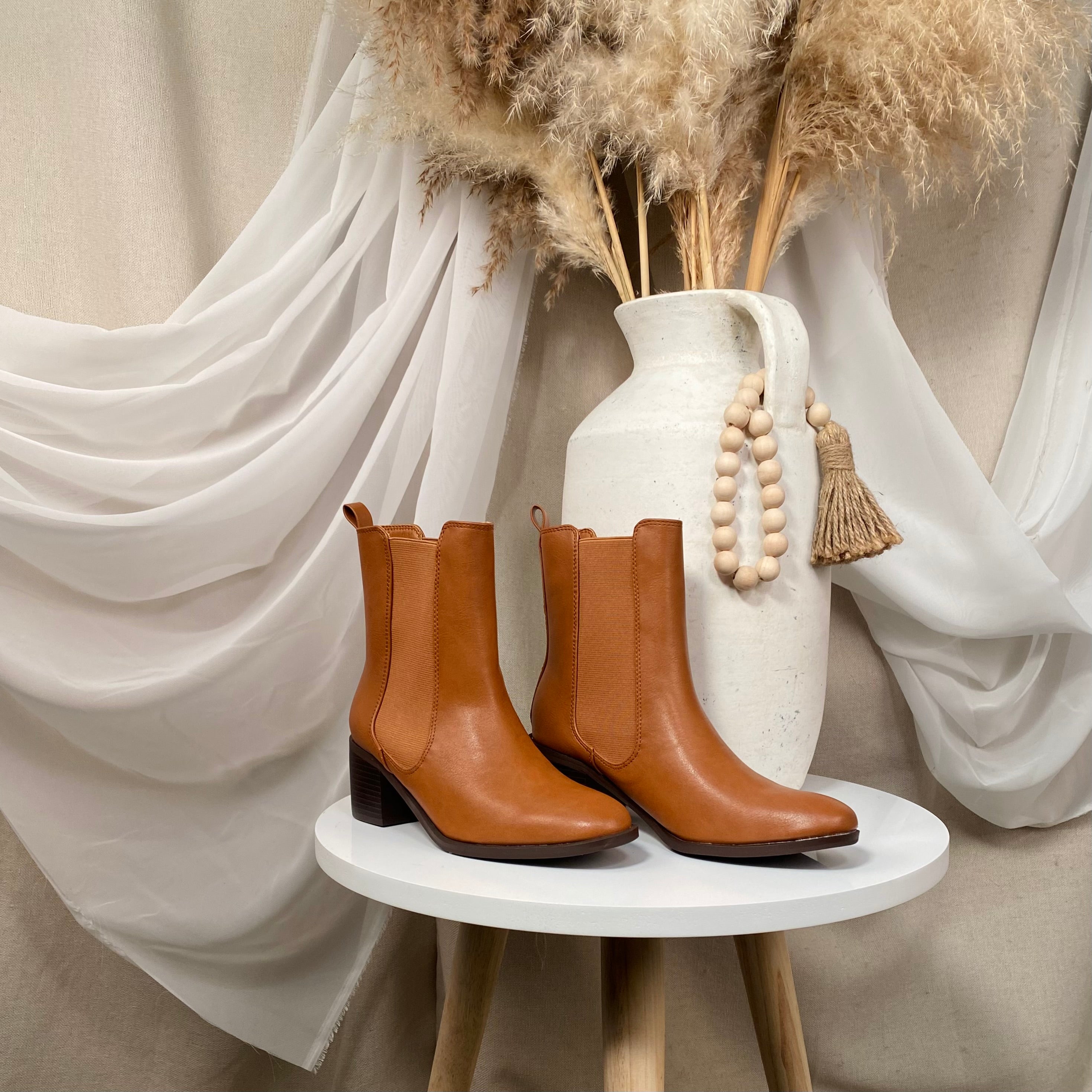 Angeline Booties (Tan)
