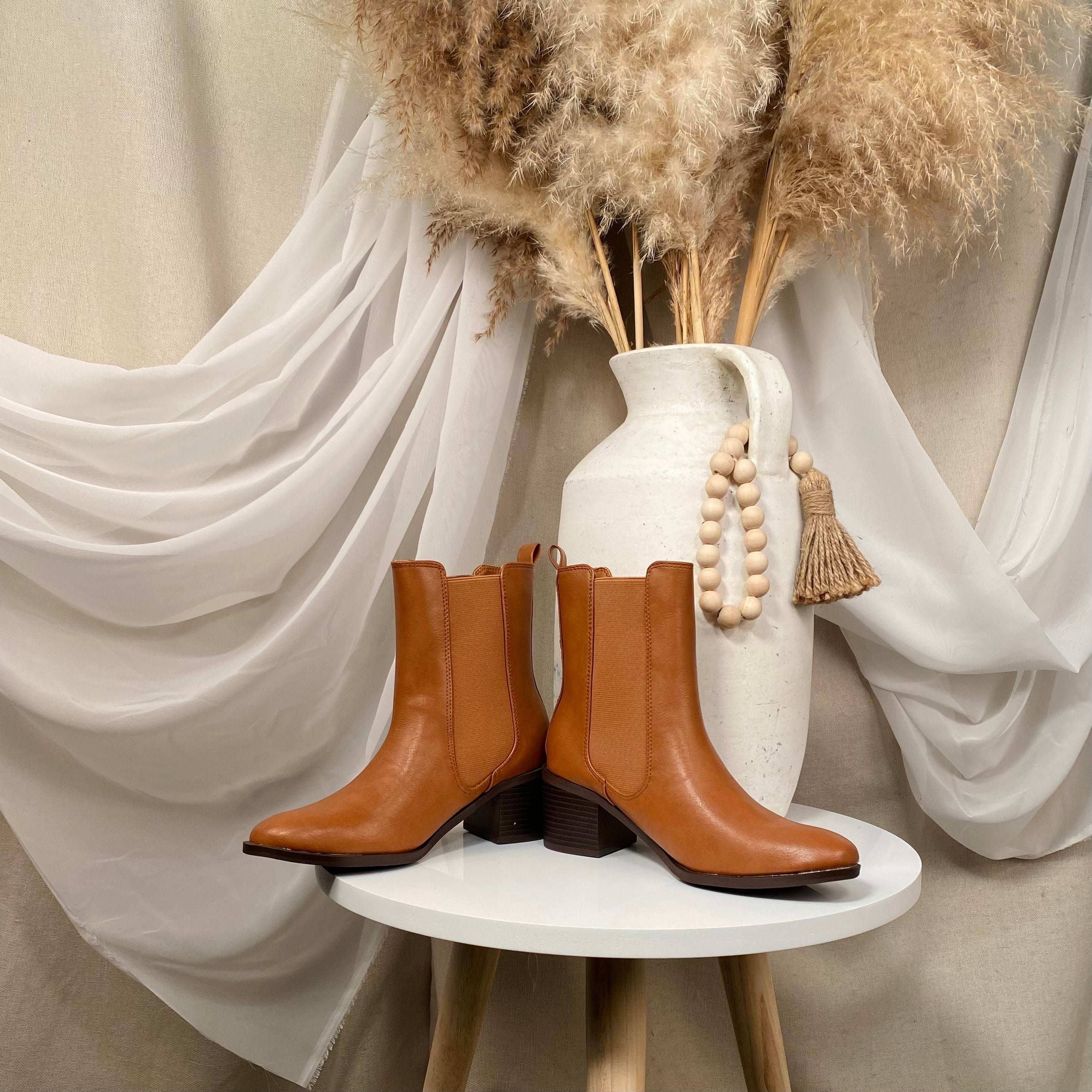 Angeline Booties (Tan)
