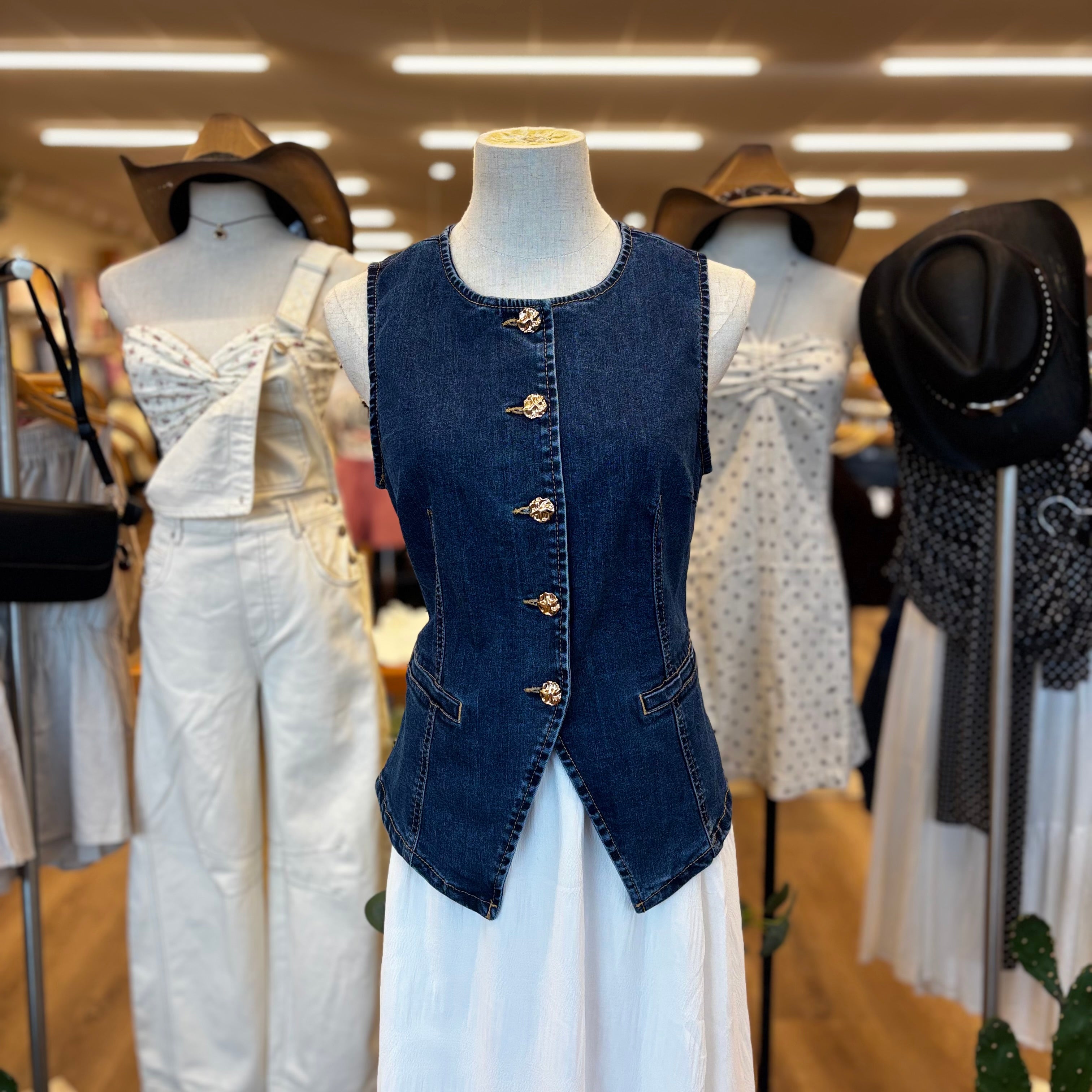 Cleo Denim Vest (Blue)