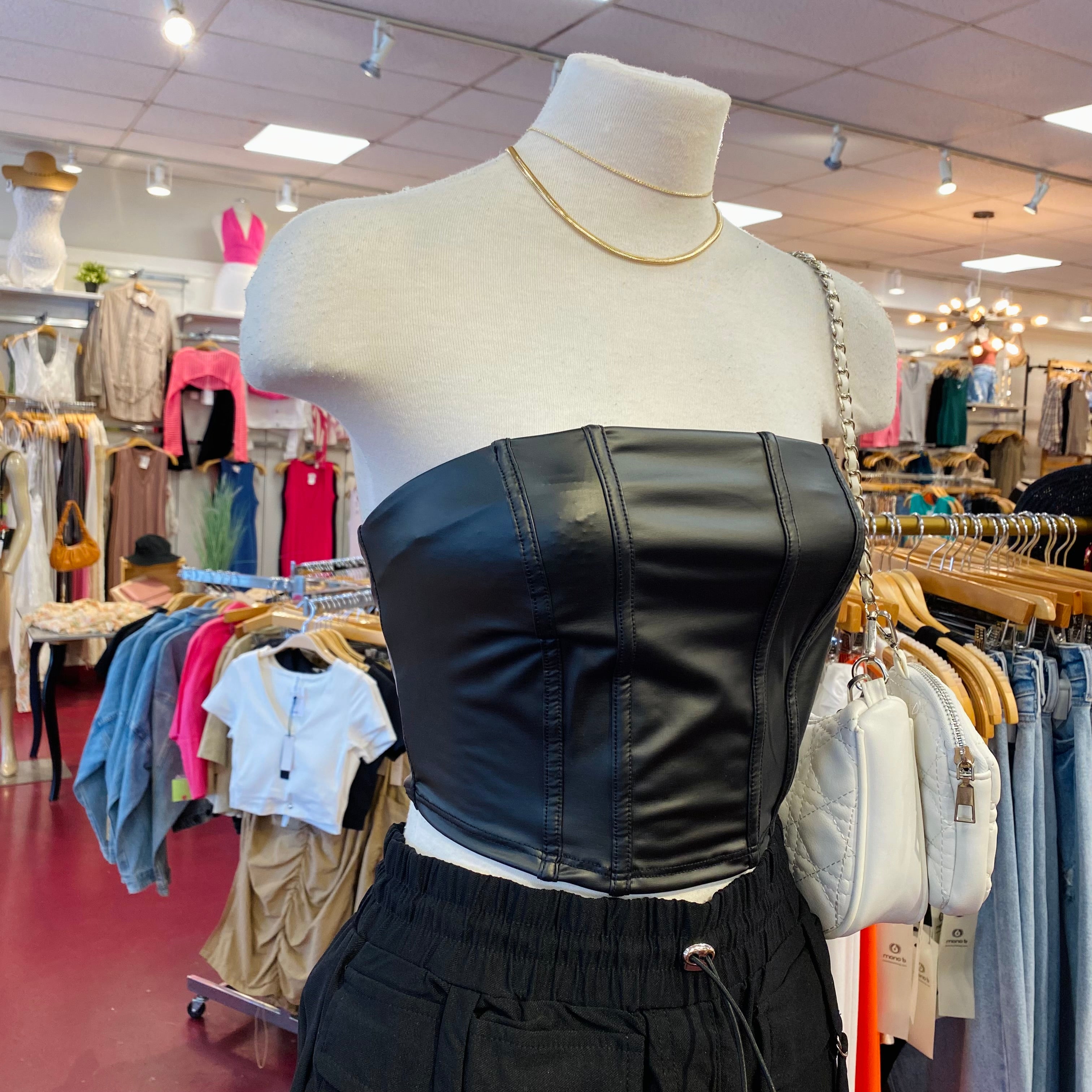 Vanessa Leather Faux Top (Black)