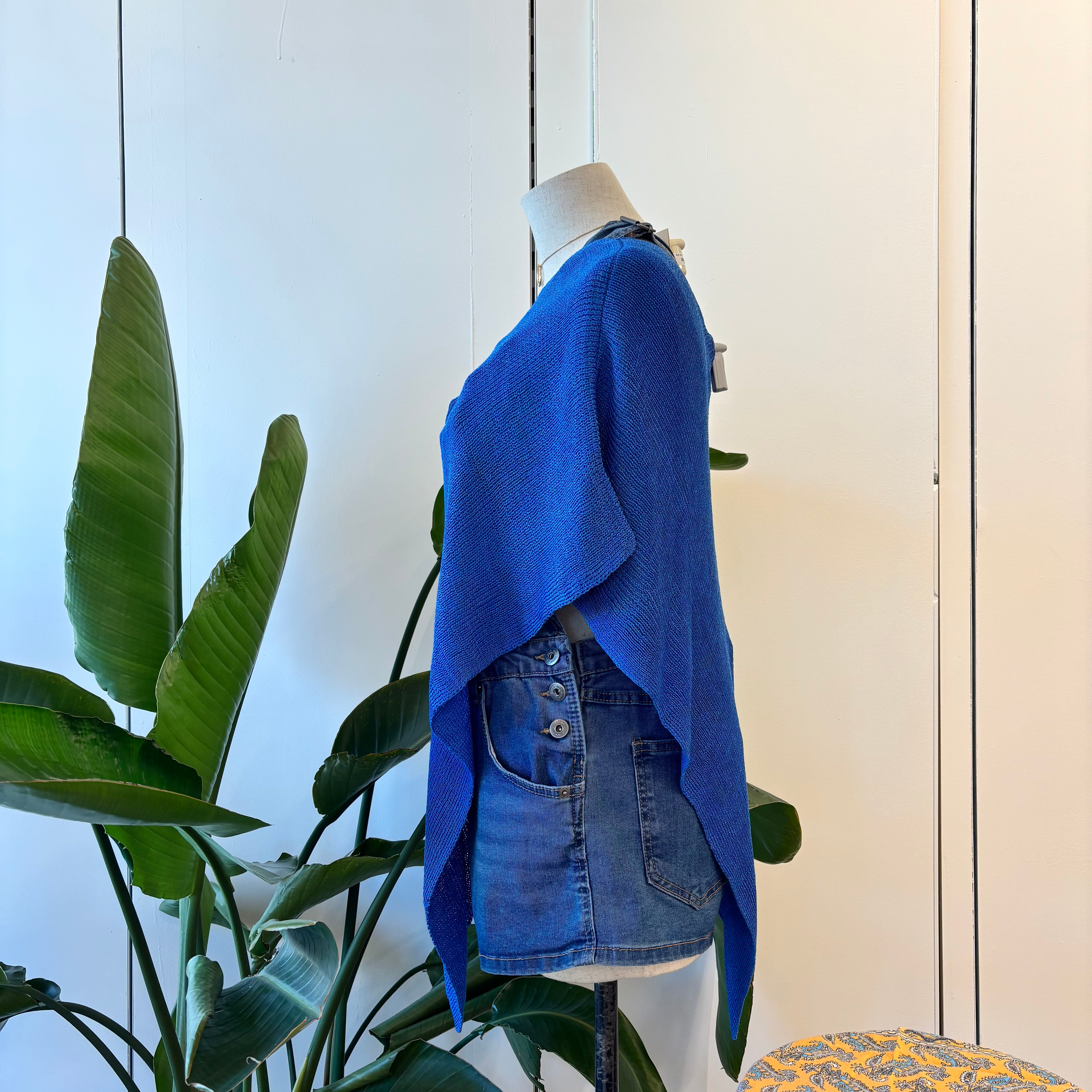 Gia Knitted Poncho (Aqua)