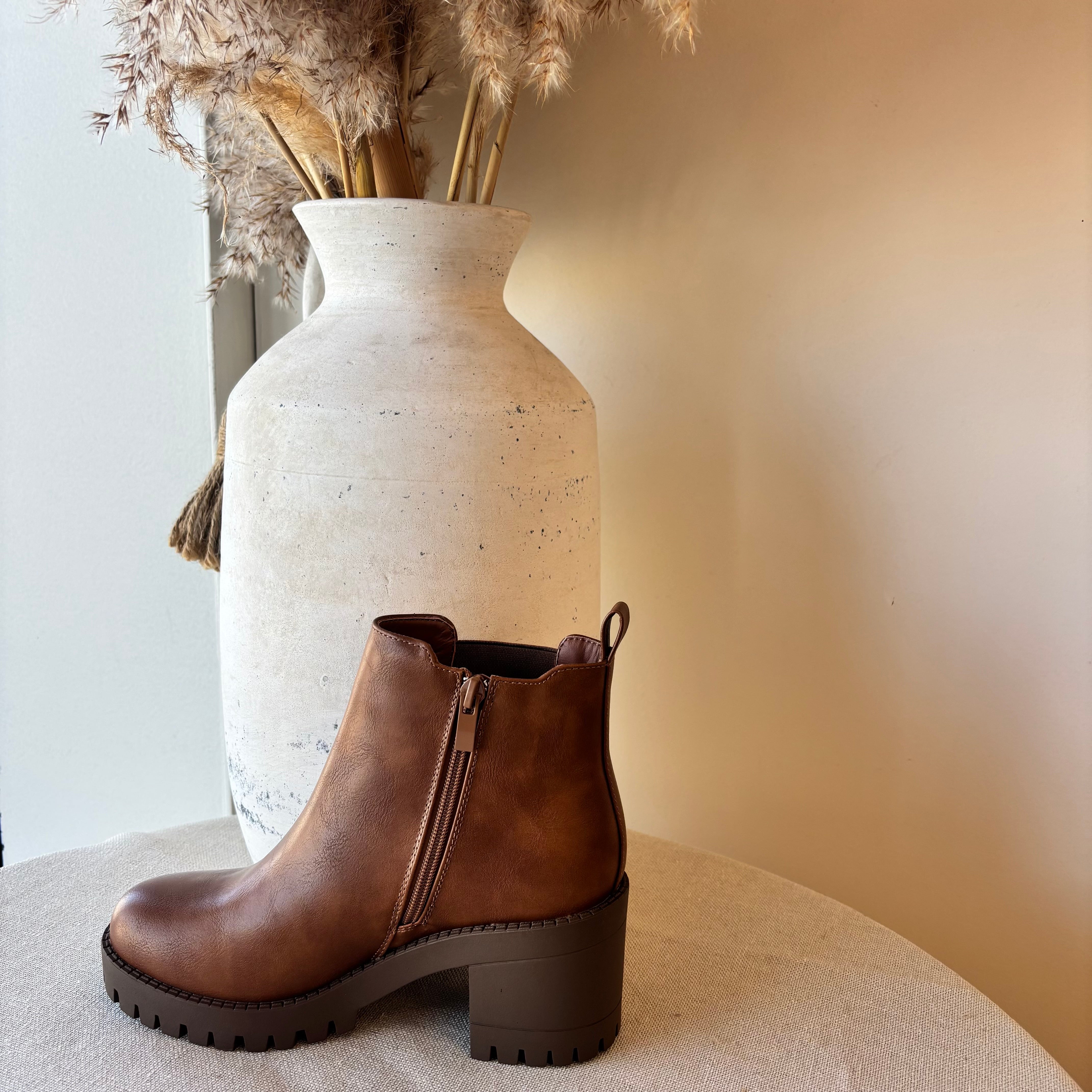 Michaela Platform Booties (Tan)