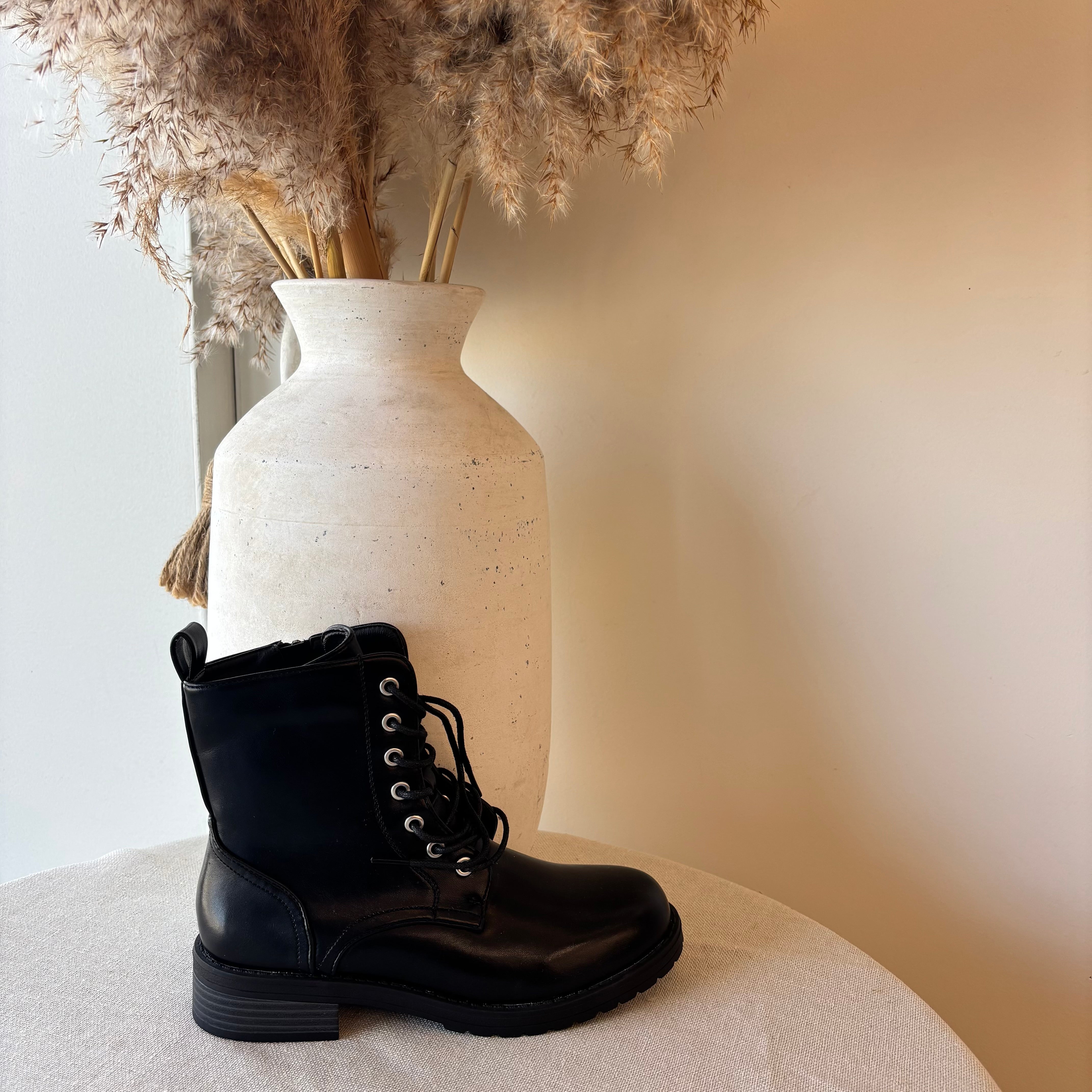 Leah Combat Boots (Black/PU)