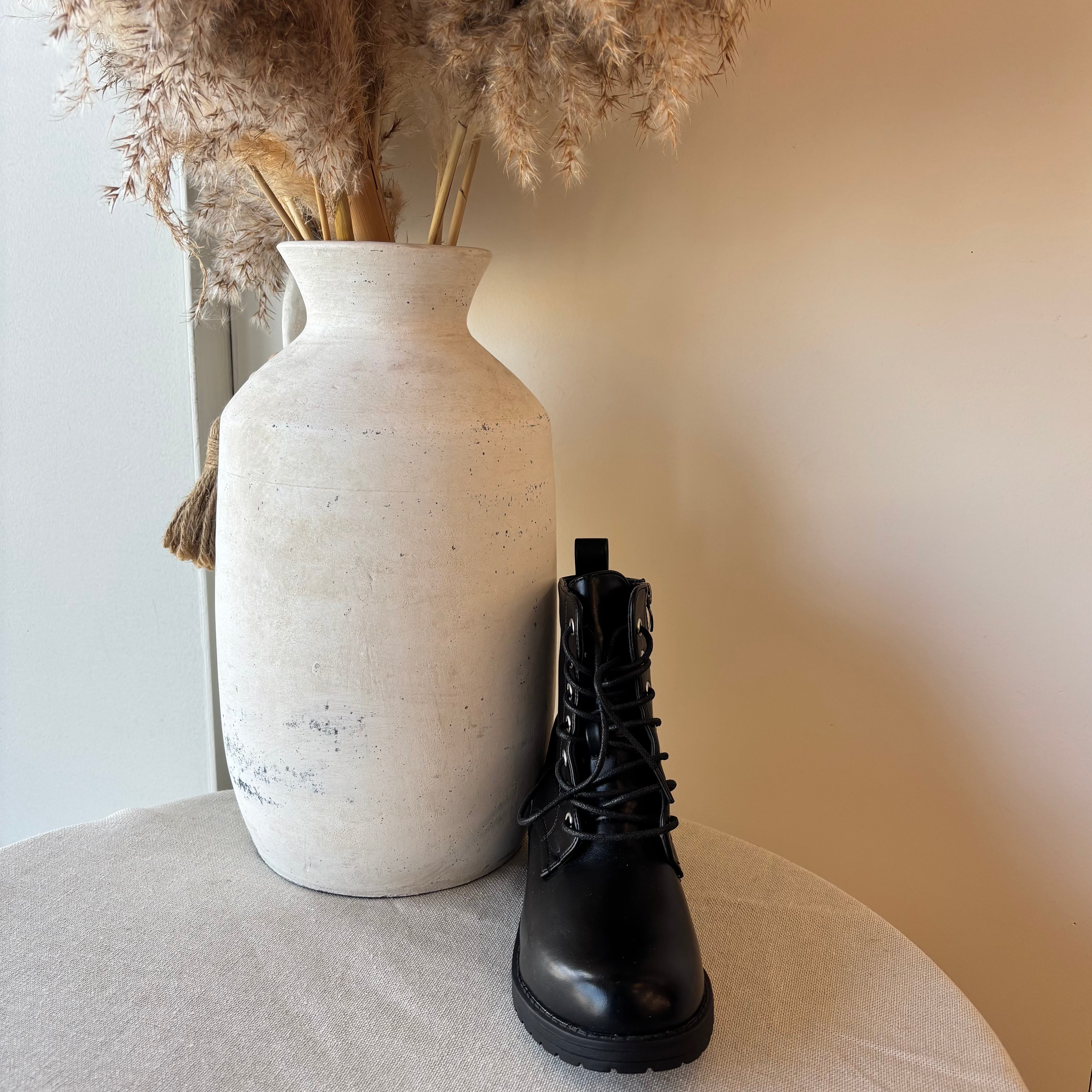 Leah Combat Boots (Black/PU)