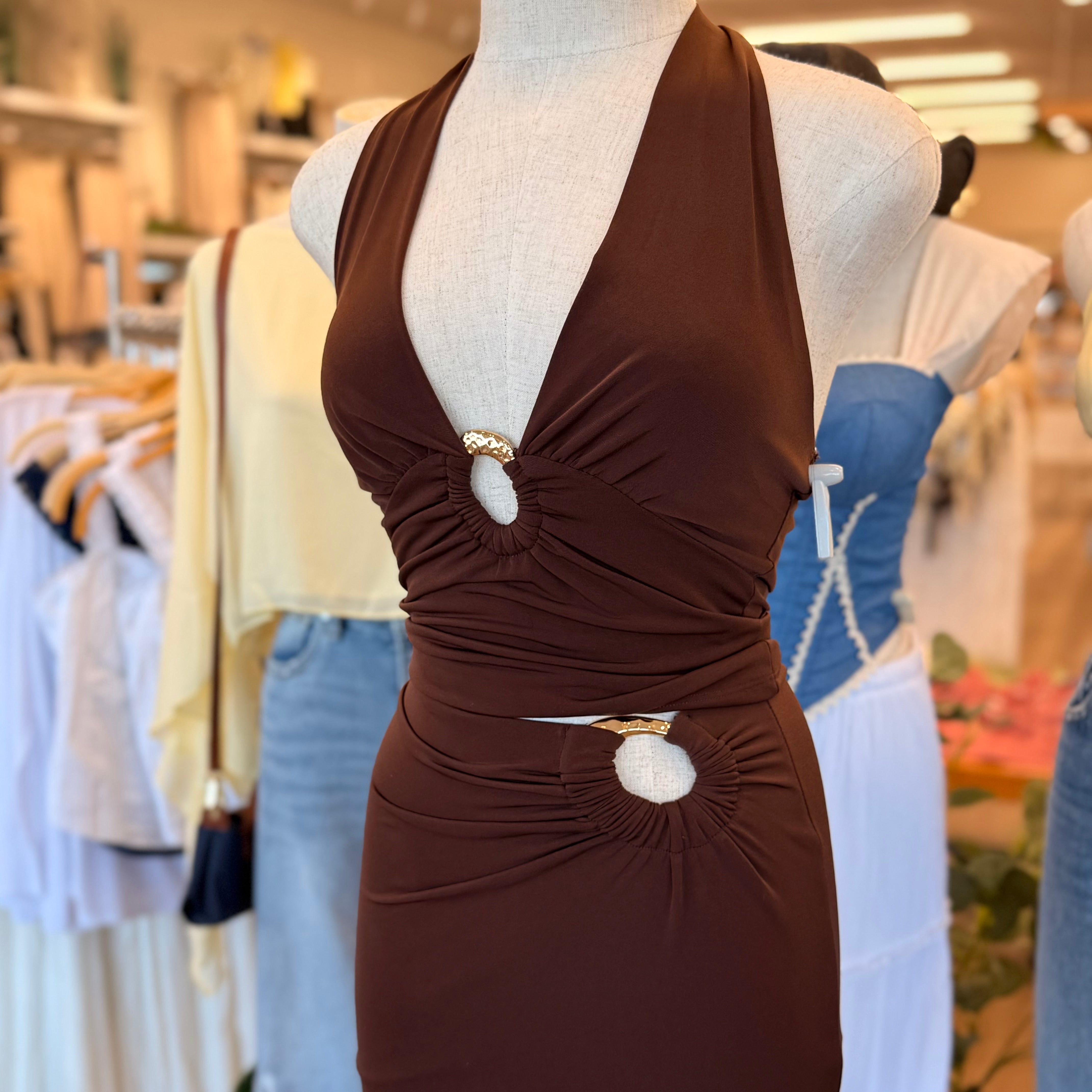 Elizabeth Halter Top (Brown)