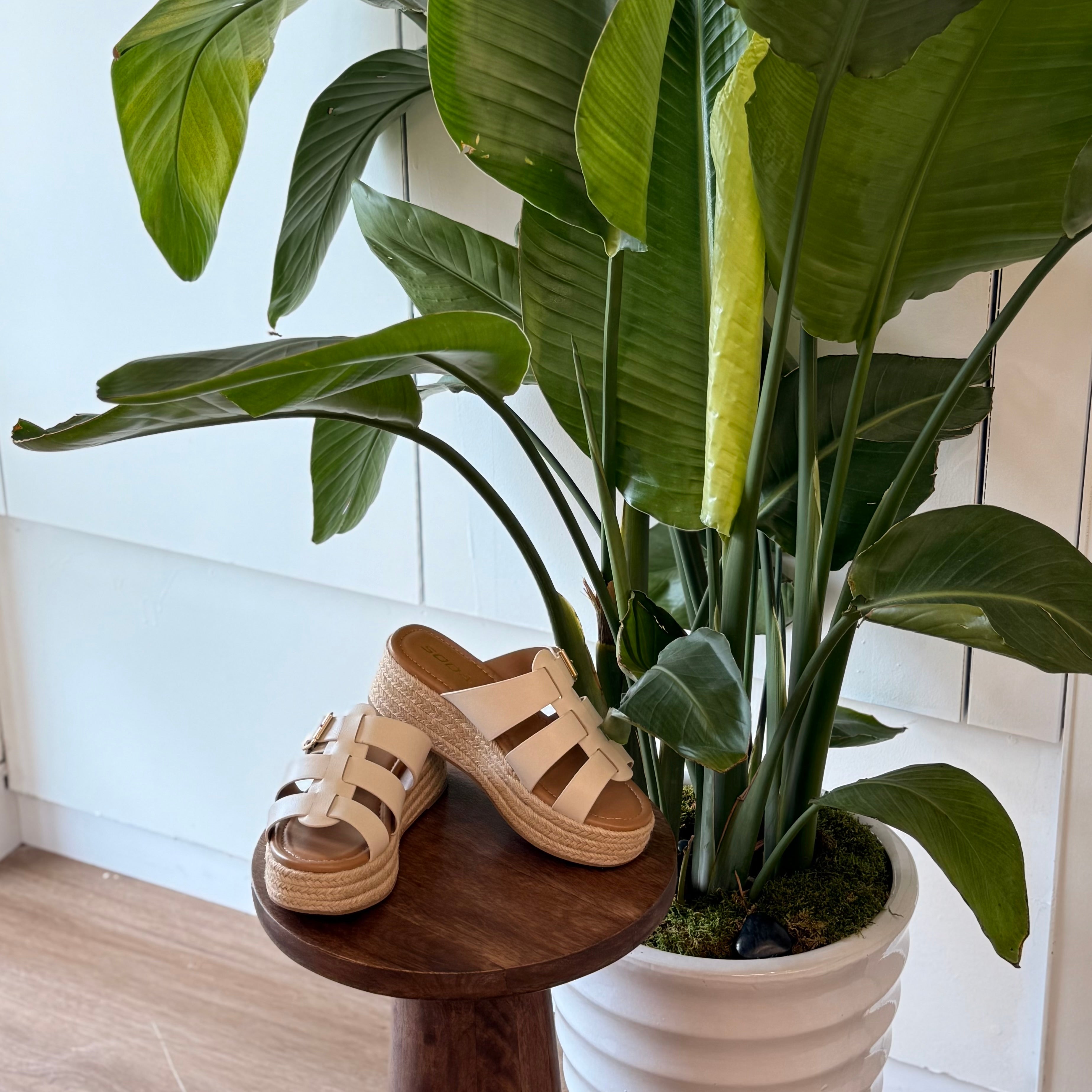 Hazel Espadrille Platform Sandals (Beige)