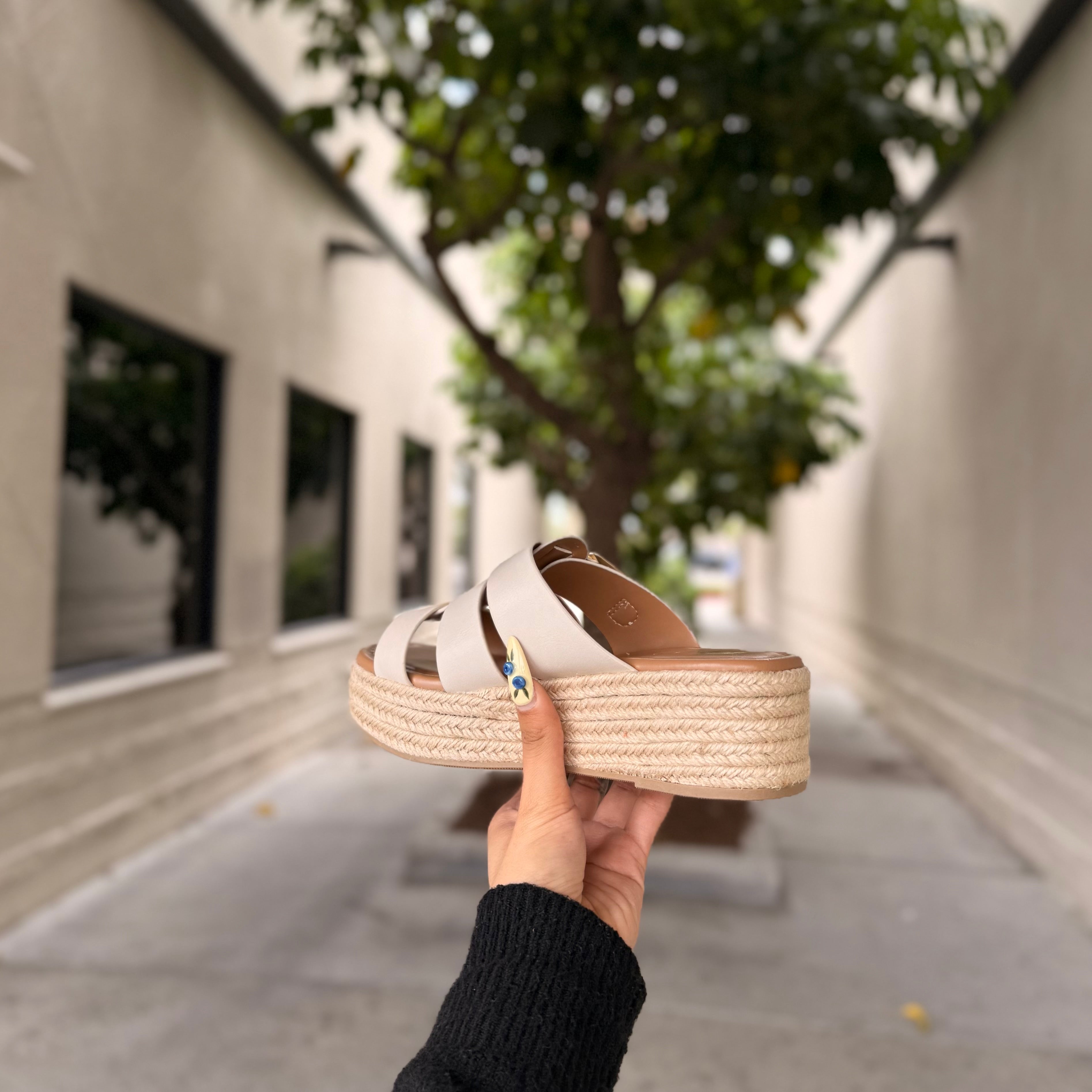 Hazel Espadrille Platform Sandals (Beige)