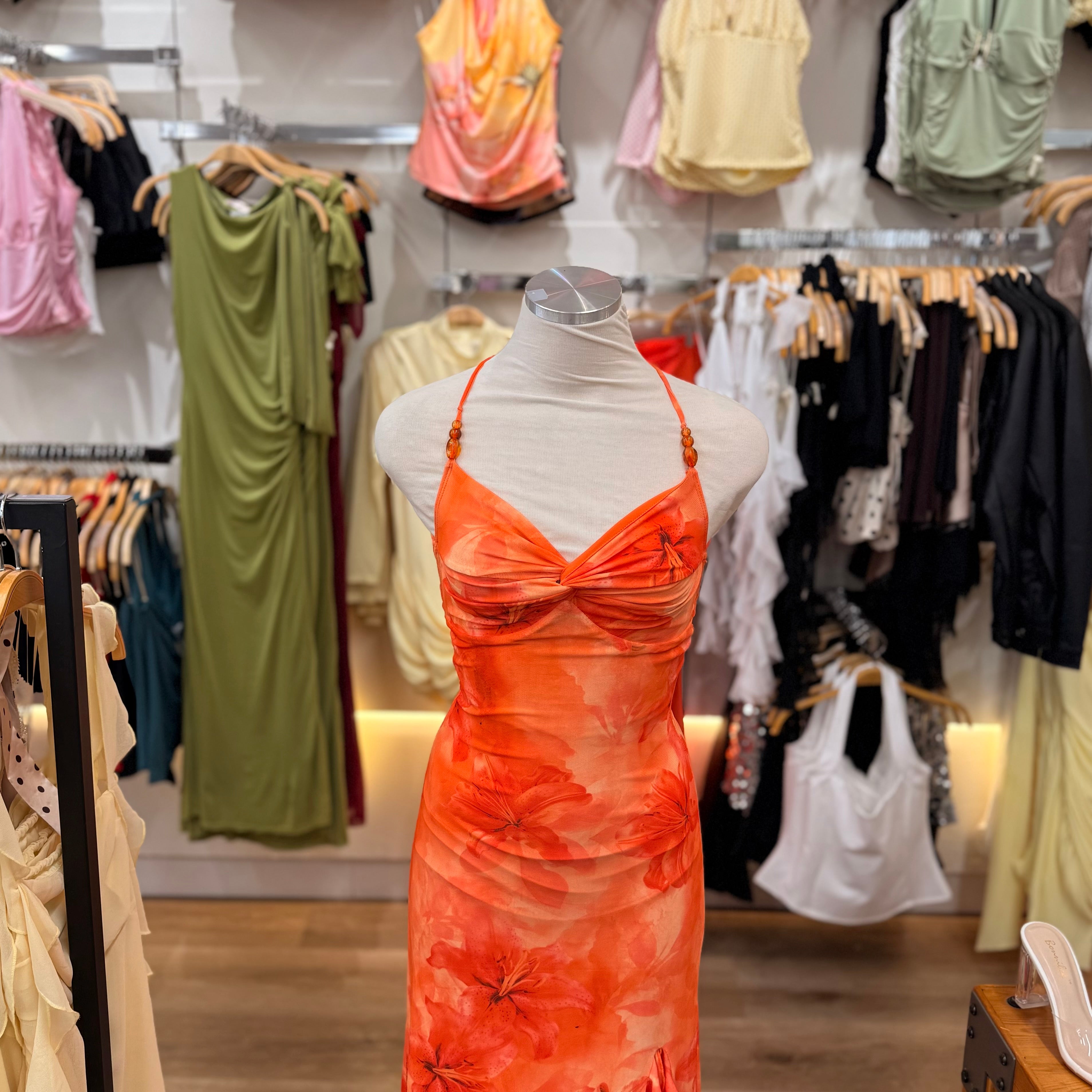 Angelica Halter Dress (Orange)