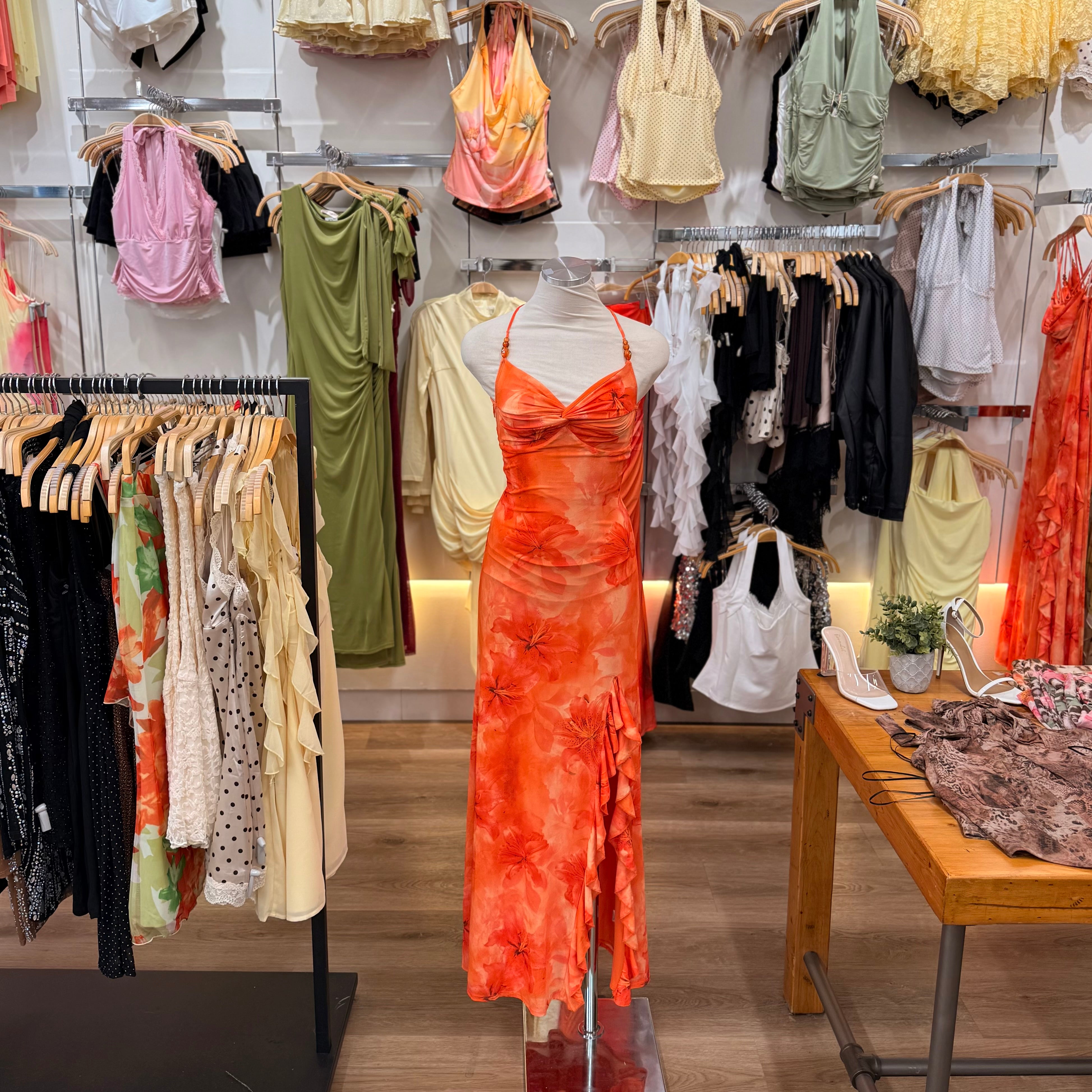 Angelica Halter Dress (Orange)