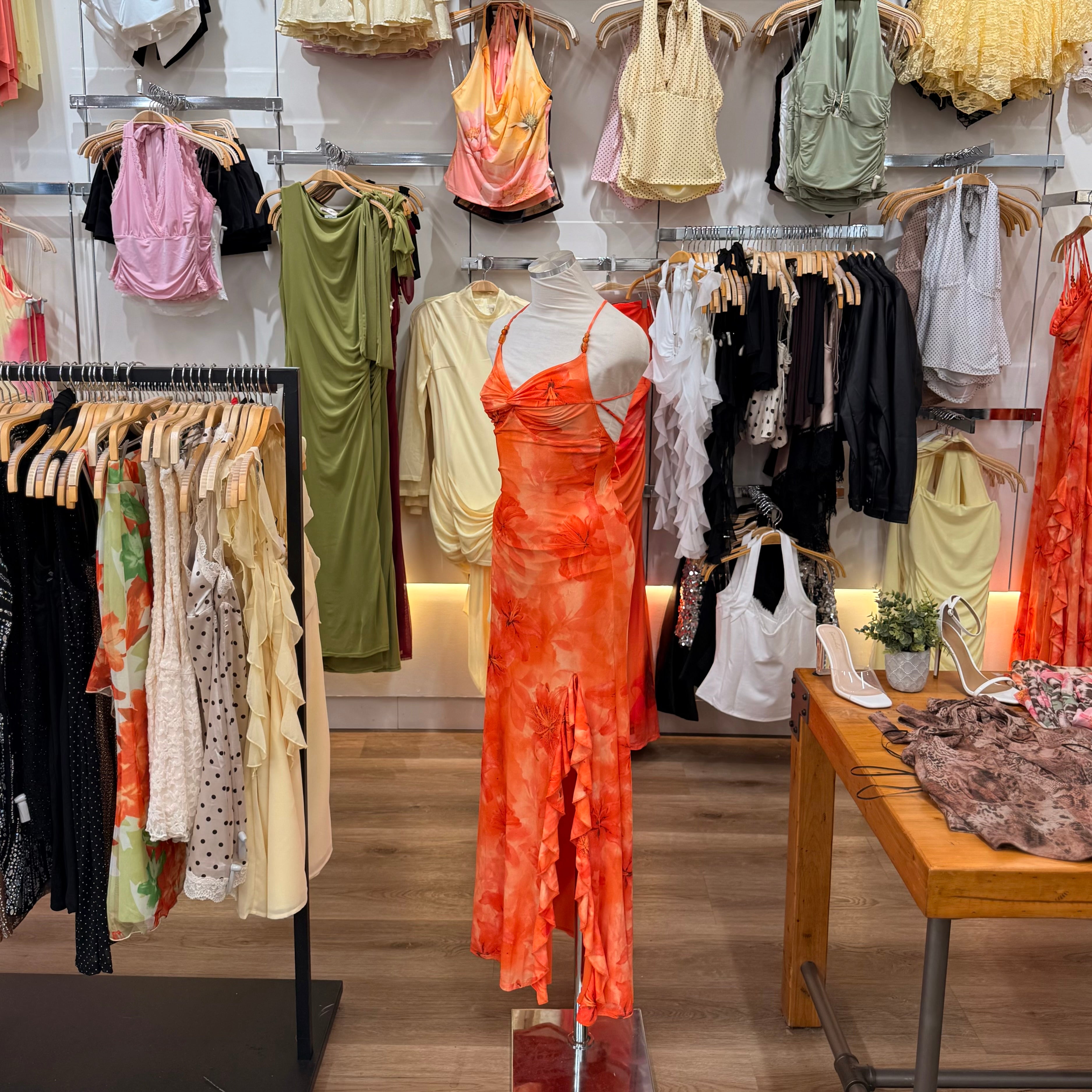 Angelica Halter Dress (Orange)