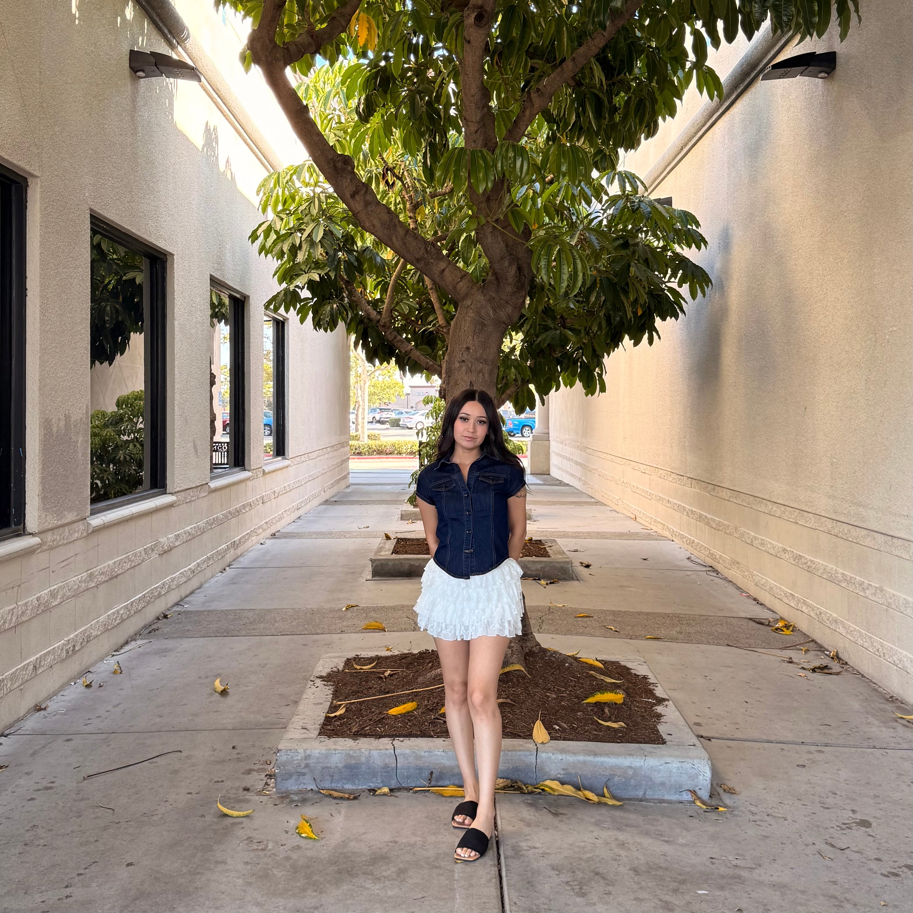 Zena V-Neck Denim Button UP (D Blue)